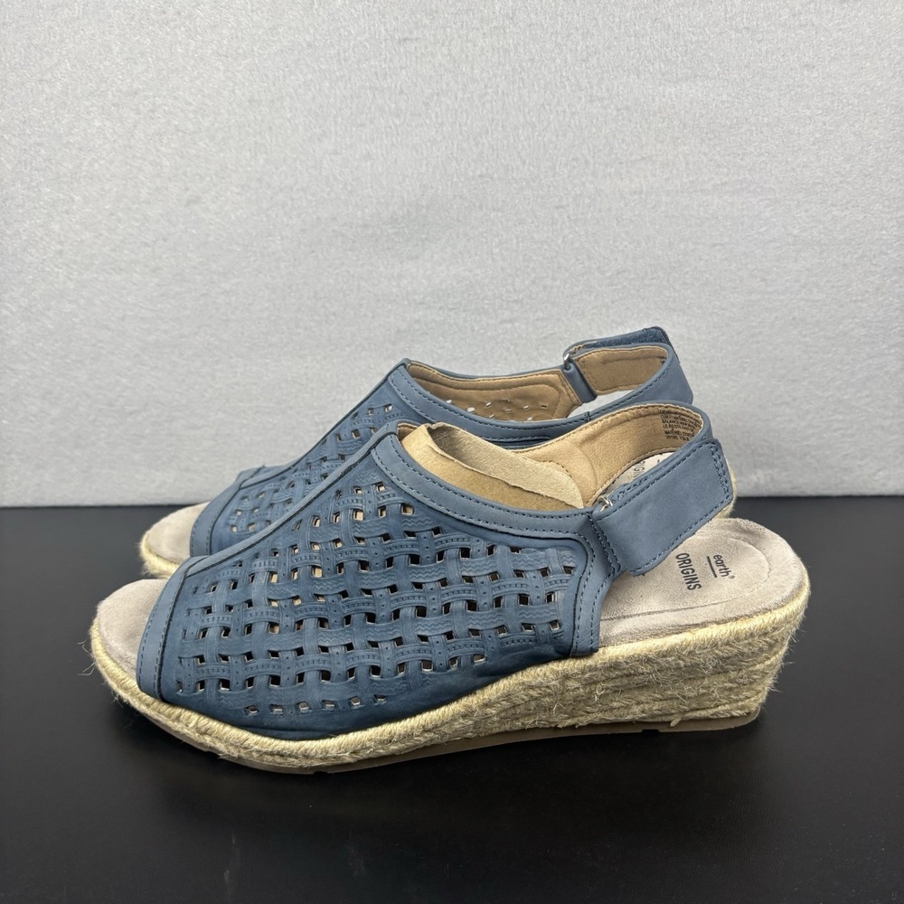 Earth Origins Women's Naples Nevada Leather Wedges Moroccan Blue Size 11M